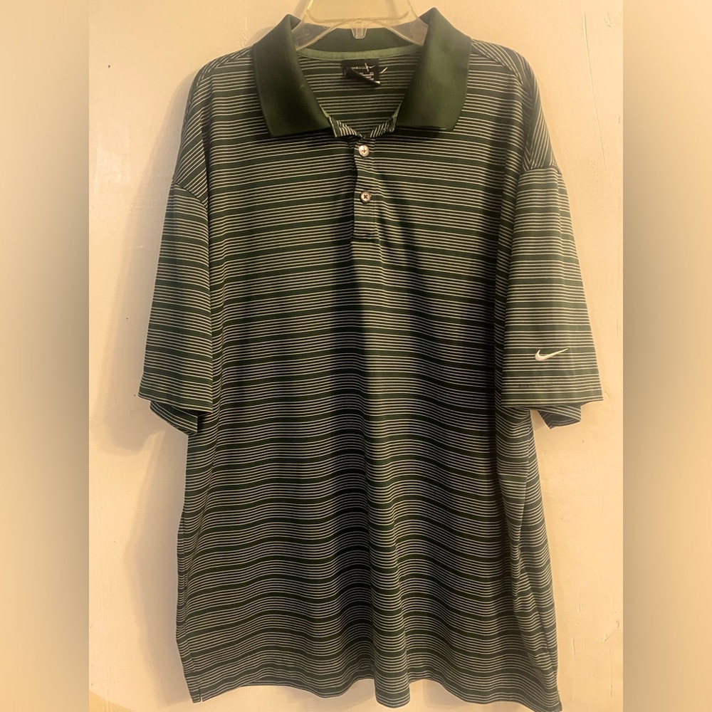 Nike GOLF Green Striped Men's Polo Shirt